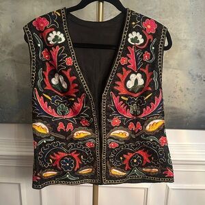 Colorful Floral Embroidered Vest